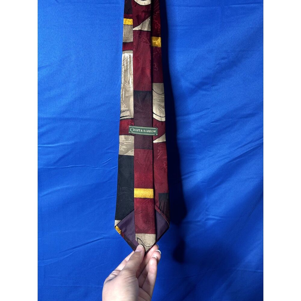 Croft&Barrow Mens Geometric Silk Tie One Size Art Deco Work Abstract Corporate - Picture 3 of 8